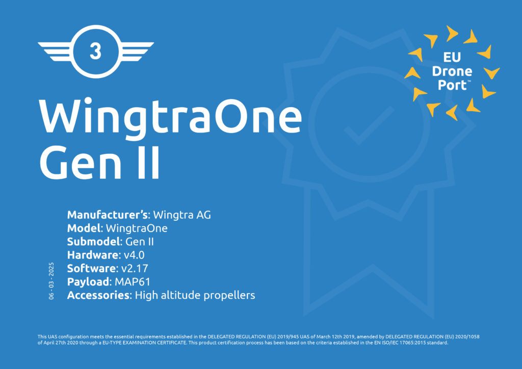 Wingtra Certif Post | EU Drone Port