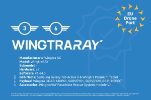 Certificación WingtraRAY C3 C6 de EU Drone Port
